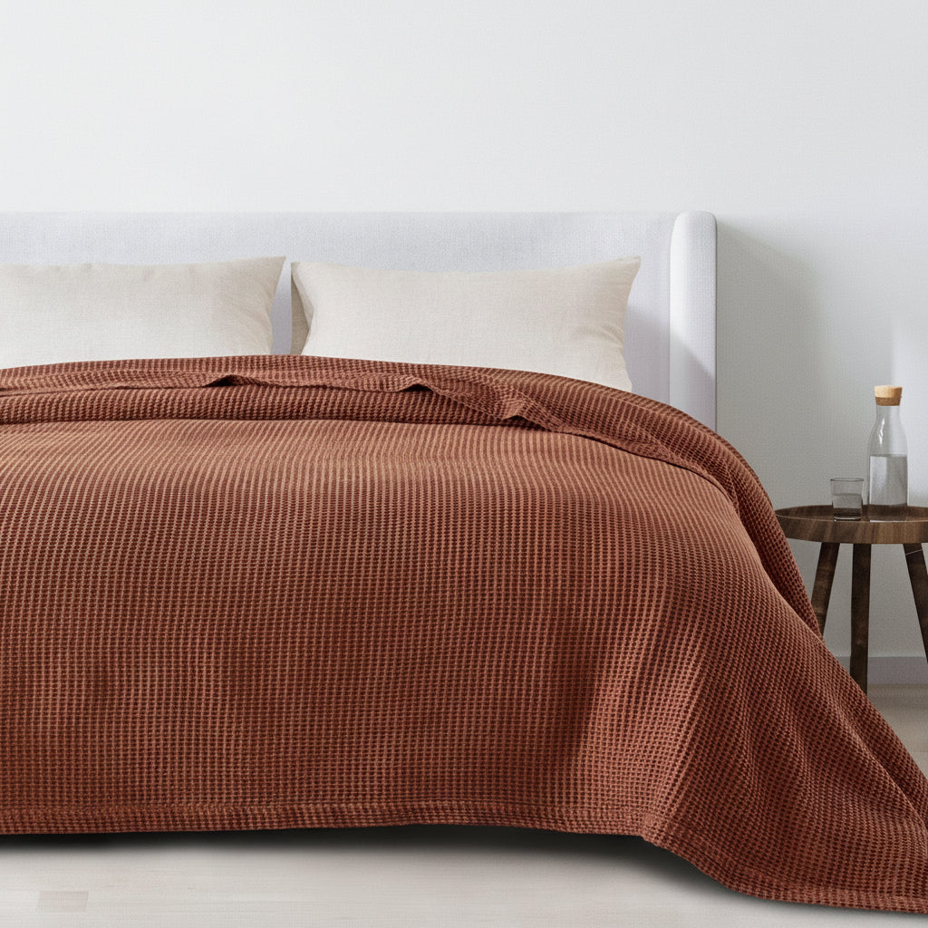 100% Cotton Waffle Weave Blanket - Mikala Collection