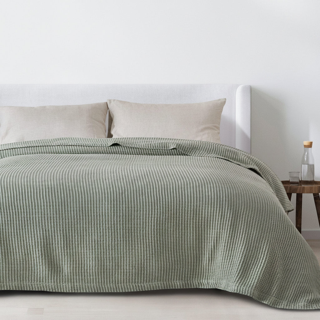 100% Cotton Waffle Weave Blanket - Mikala Collection
