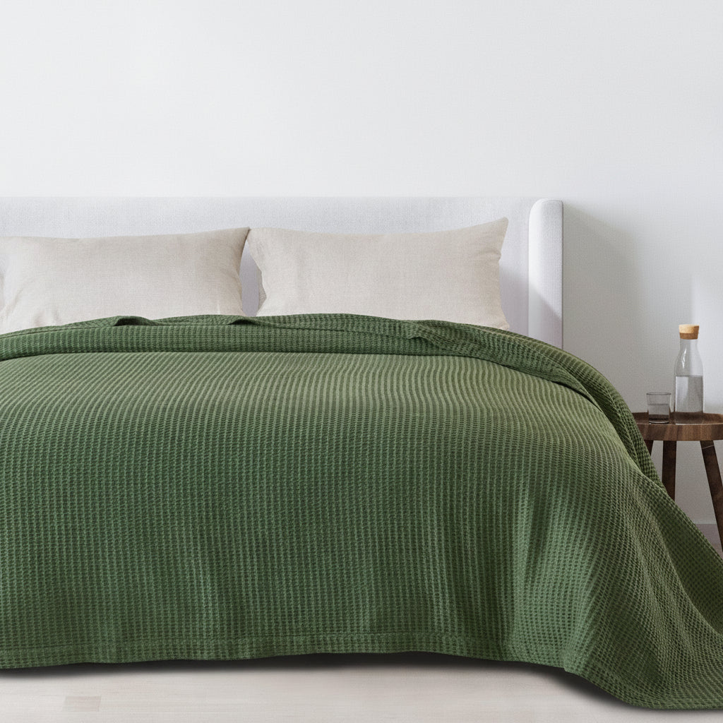 100% Cotton Waffle Weave Blanket - Mikala Collection