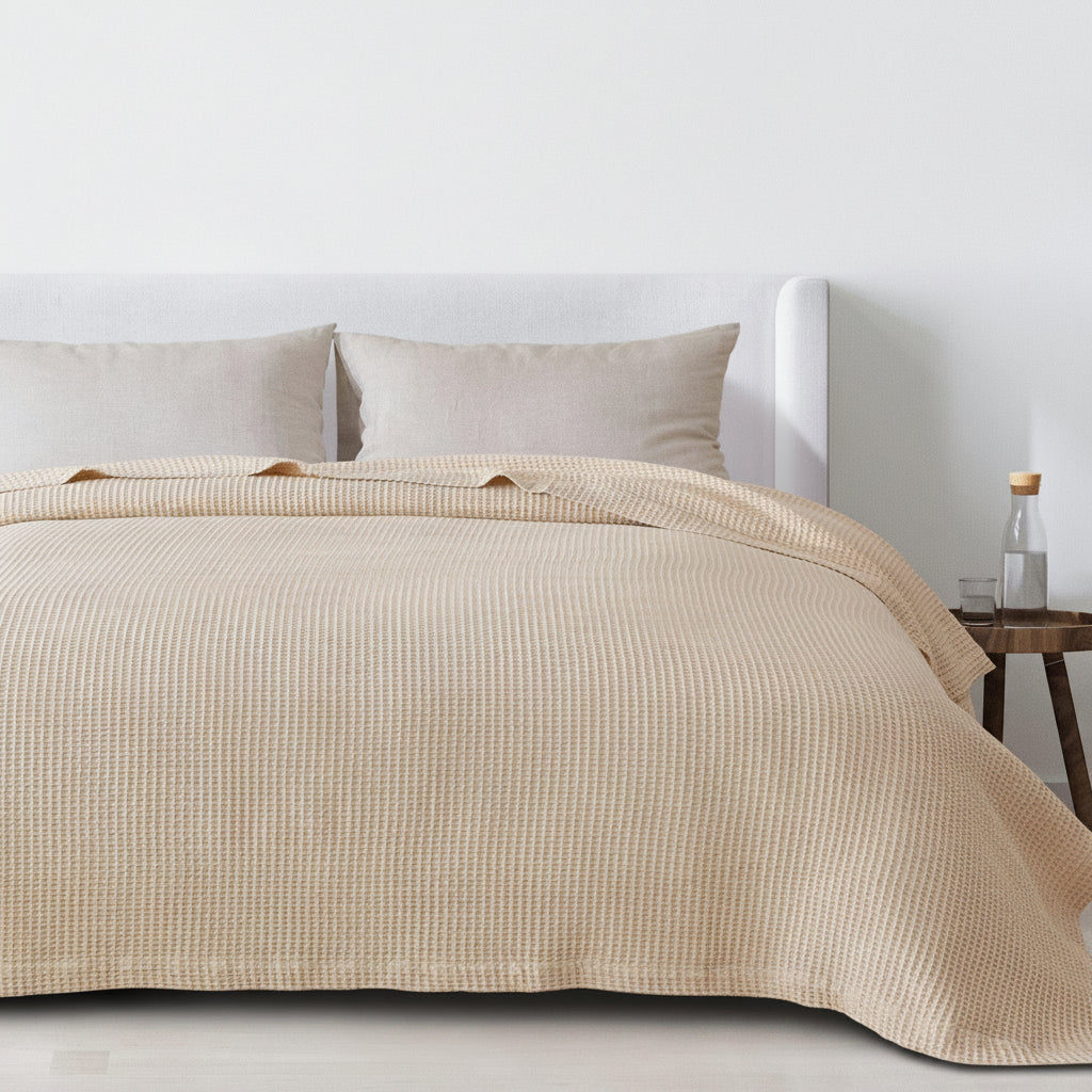 100% Cotton Waffle Weave Blanket - Mikala Collection