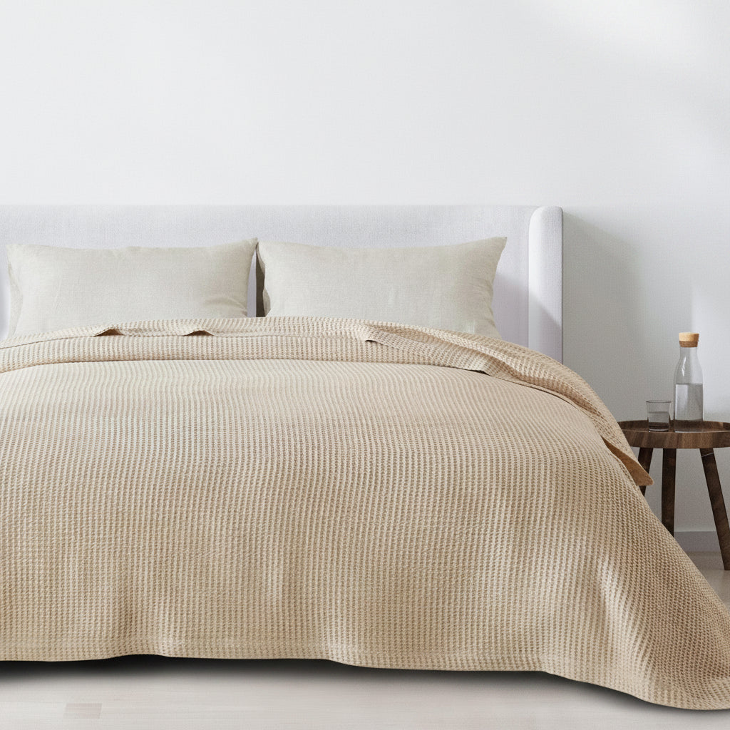 100% Cotton Waffle Weave Blanket - Mikala Collection