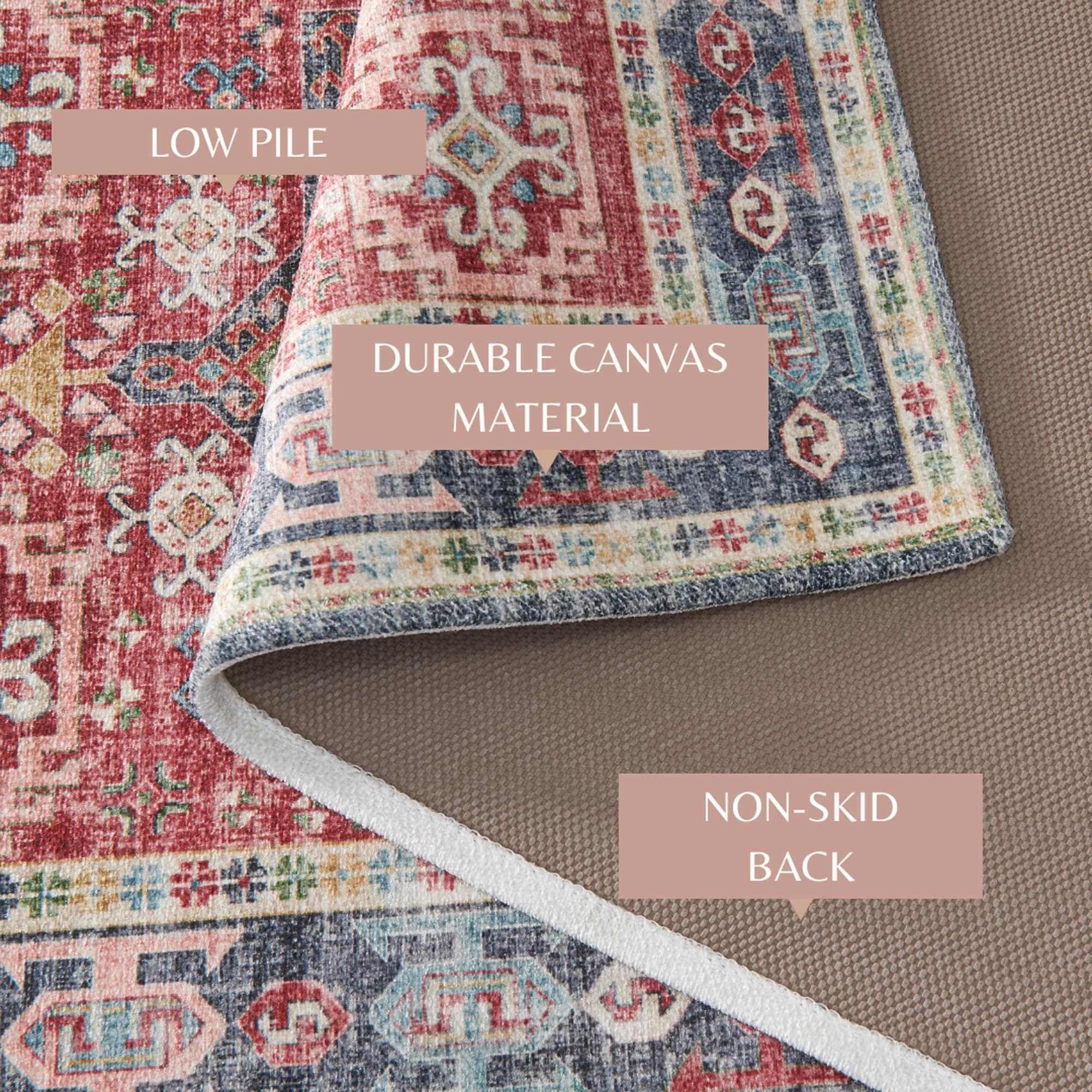 Medallion Machine Washable Accent Area Rug 5' x 7' - Nava Collection
