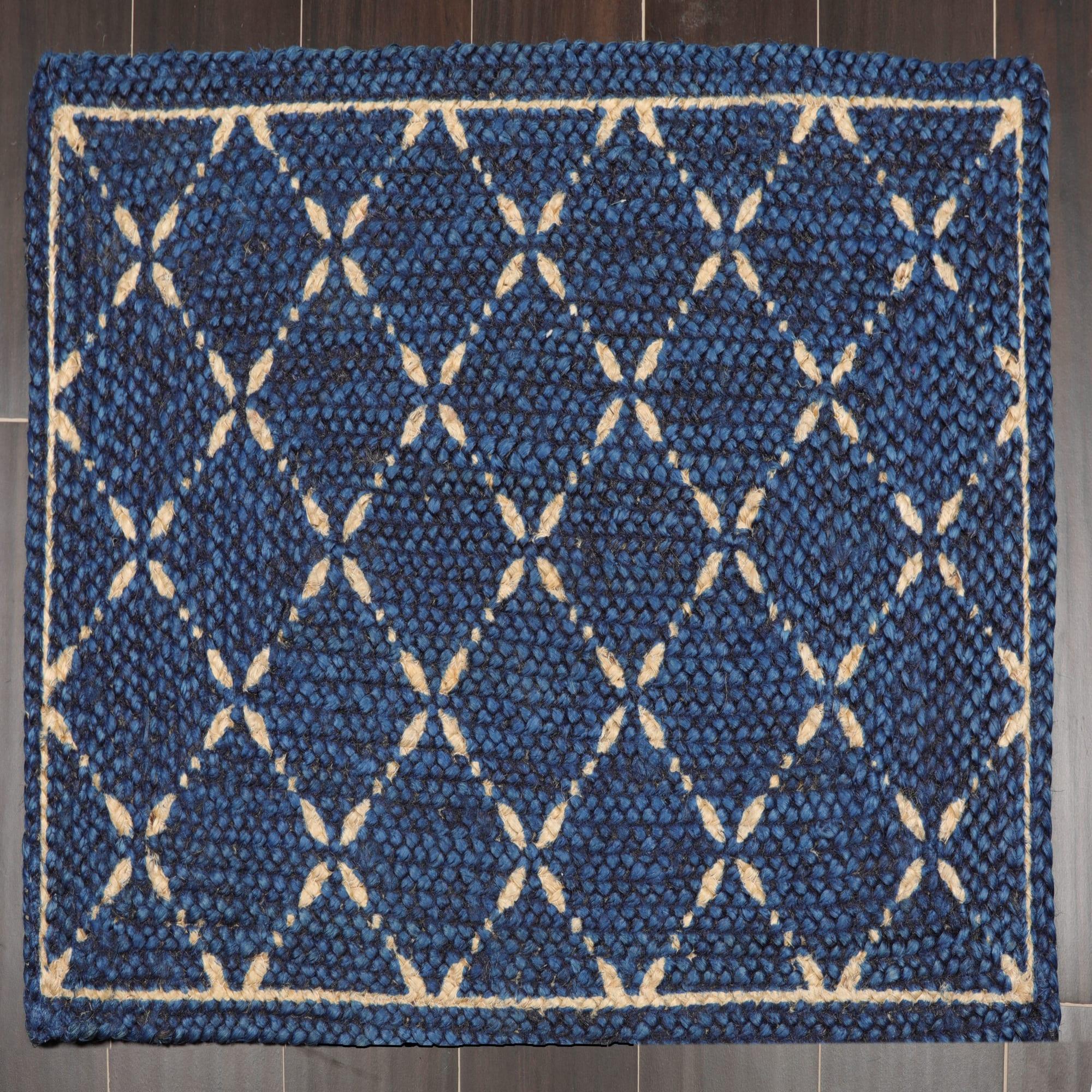 Set of Four 21"x34" Hand Braided Jute Natural Fiber Area Rug Footmat Doormat Mat Multi Color