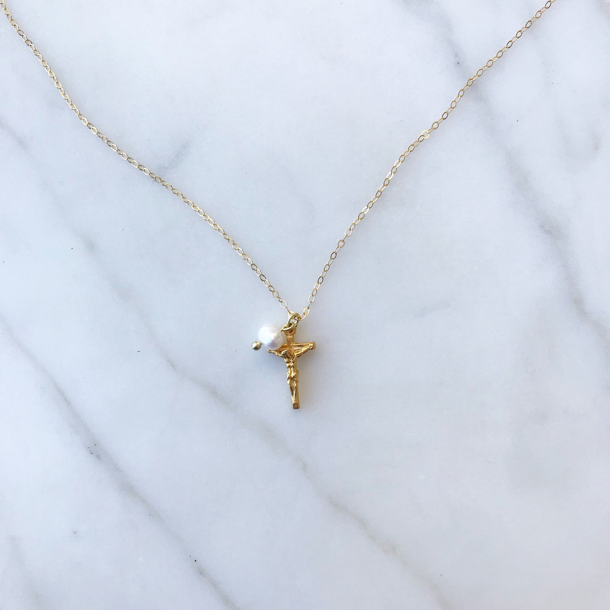 Crucifix & Pearl Necklace