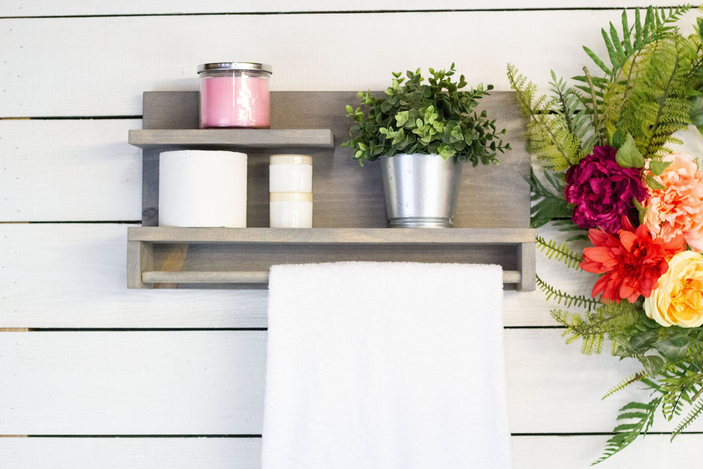 Bathroom Wall Shelf with Towel Bar