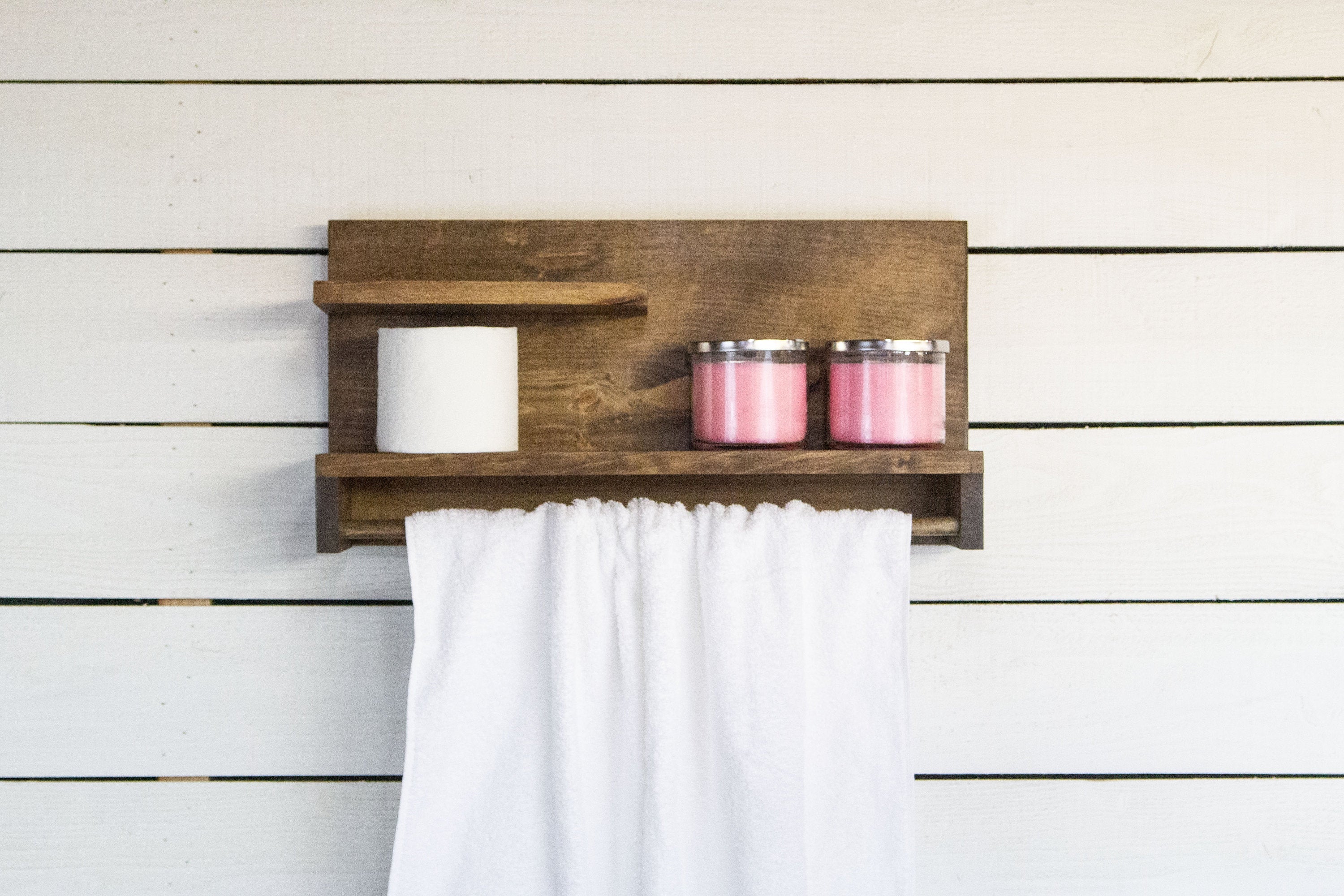 Bathroom Wall Shelf with Towel Bar