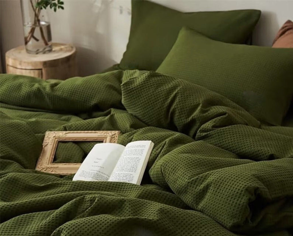 Waffle Weave Pure Linen Duvet Cover Sets