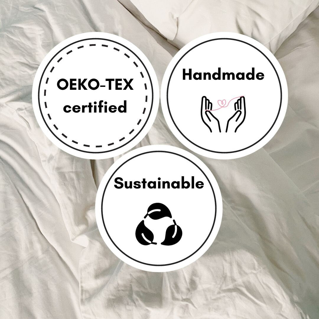 White with Light Grey Piping  - Pure Cotton, Pure Linen or Linen Cotton Mix | 3 Piece Piped Duvet Cover Set | Handmade | Pre-washed