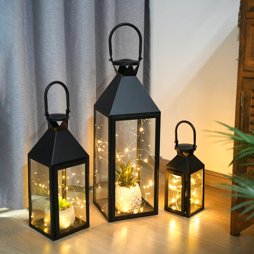 26"&19"& 13" High Elegant Candle Lantern Metal Lanterns for Versatile Indoor & Outdoor