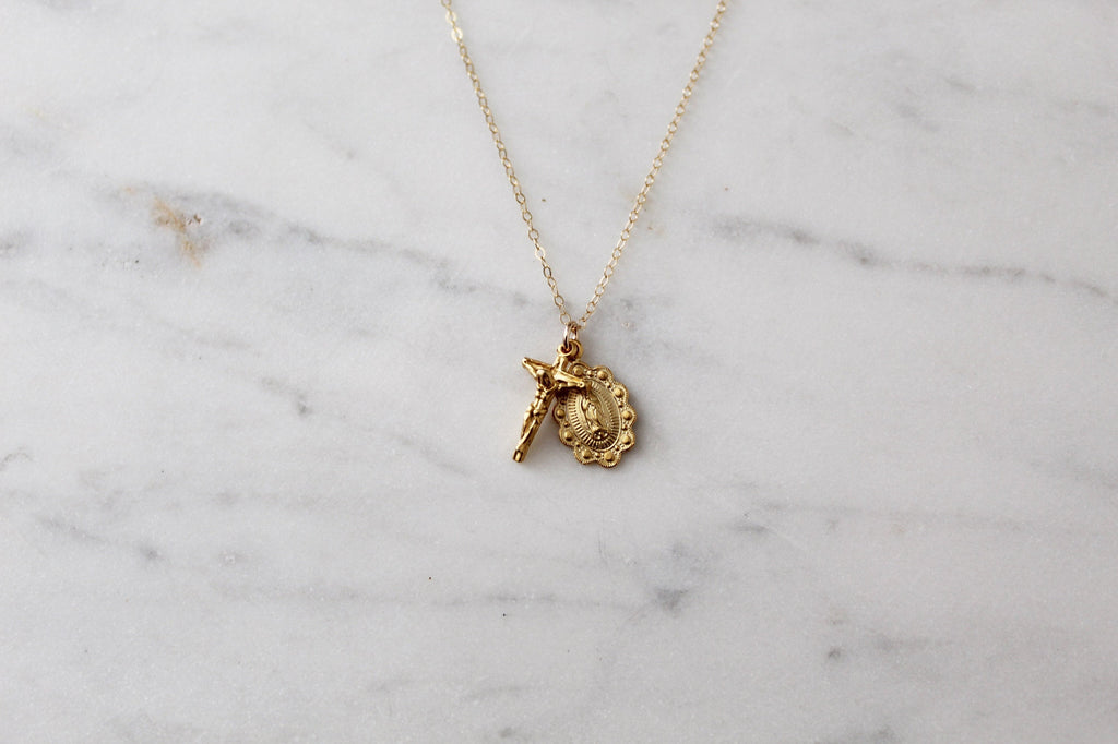 Our Lady of Guadalupe Scalloped and Crucifix