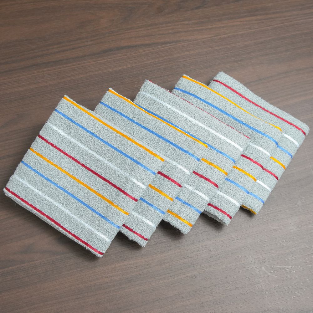 Set of 5 Cotton Kitchen Towels 27.6 x 17.7 in – Terry Dish Towels Soft Absorbent