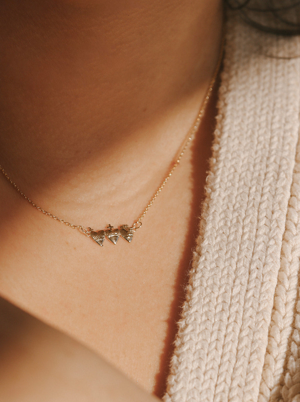 Holy Family Hearts® in 14K Gold Tiny Version
