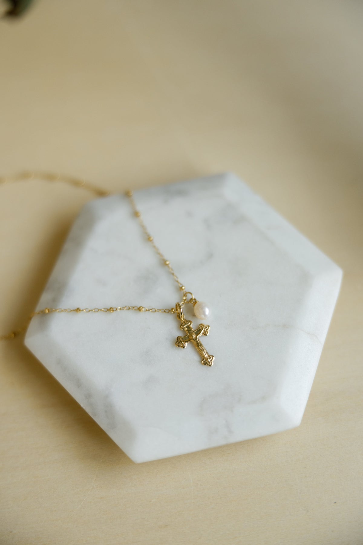 Pearl Crucifix Necklace