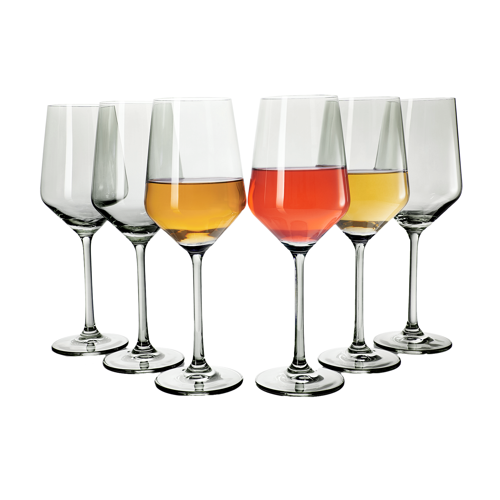 Colored Wine Glass Set, 12oz Glasses Set of 6 (Smoke Grey)