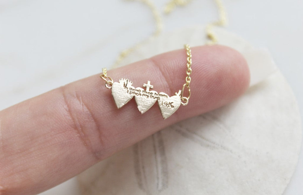 Holy Family Hearts® in 14K Gold Tiny Version
