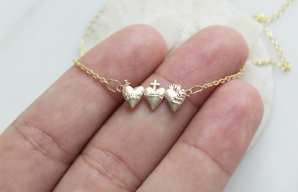 Holy Family Hearts® in 14K Gold Tiny Version